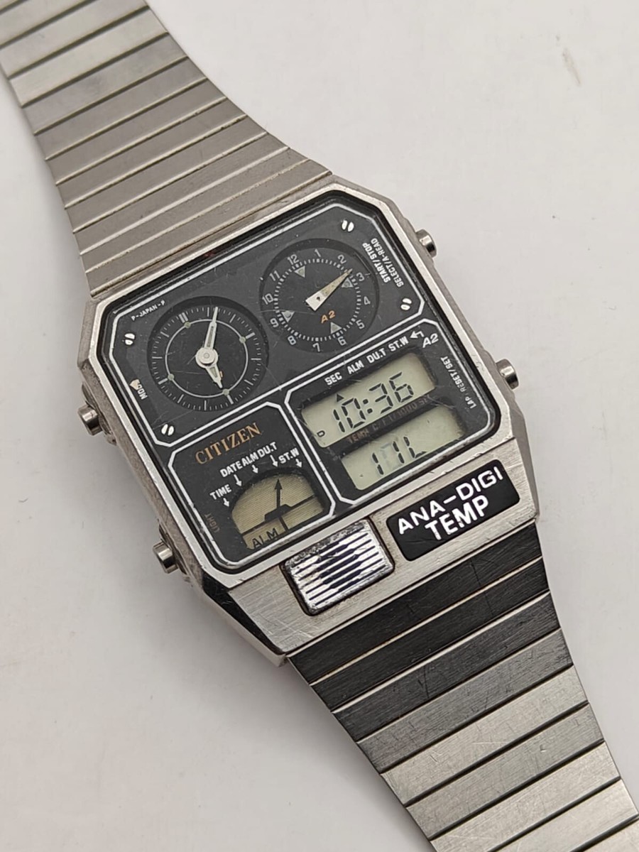 Vintage Citizen Ana Digi Temp 8982-085019 Gn-4-s Wristwatch for
