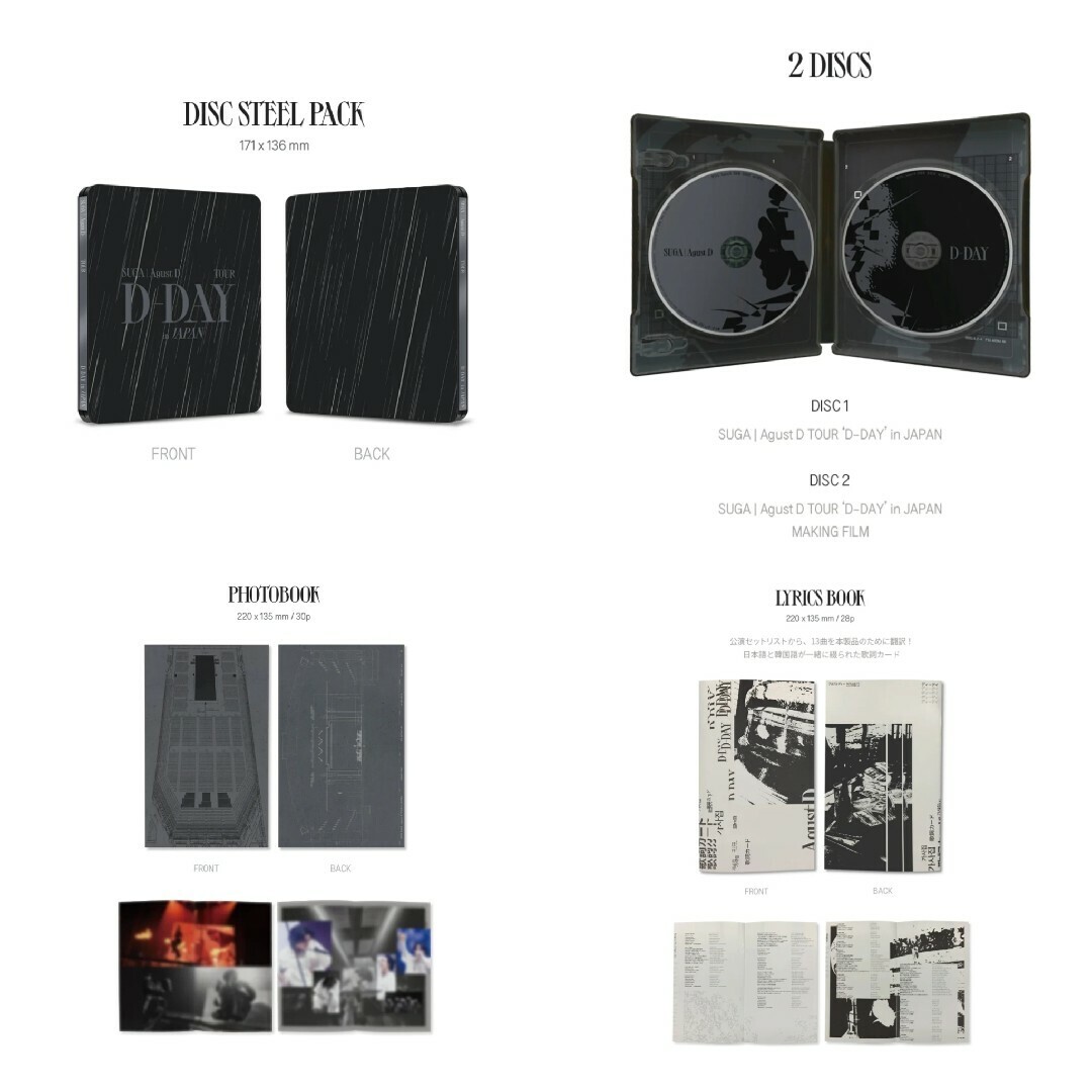 SUGA Agust D TOUR D-DAY in JAPAN 2 disc set Blu-ray PhotoBook BTS