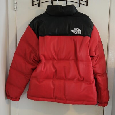 FW17 Supreme x The North Face Red Leather Nuptse Puffer Jacket