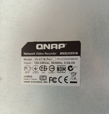 QNAP VS-4116 Pro+ Network Video Recorder | P/N: 52100-001889-RS