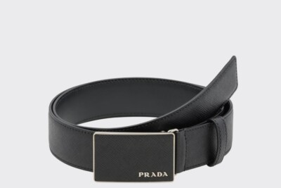 AUTHENTIC PRADA black leather belt men new SIZE 100 | eBay