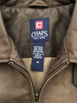 Vintage Men's Ralph Lauren Chaps Leather Jacket Coat Brown Medium