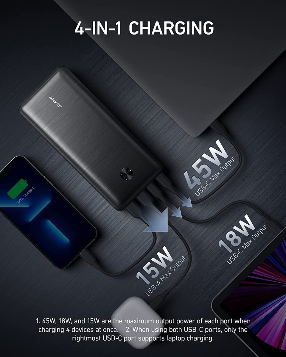 Anker Power Bank, PowerCore III Elite 25600 PD 87W with 65W PD