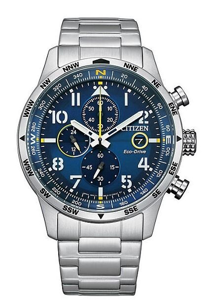 Citizen Eco-Drive Men's Chronograph Calendar Silver Watch 43MM