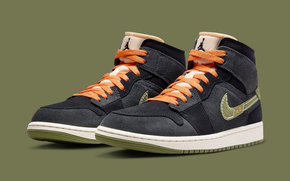 Nike Air Jordan 1 Mid SE Craft Olive Green Grey Orange FD6817-003