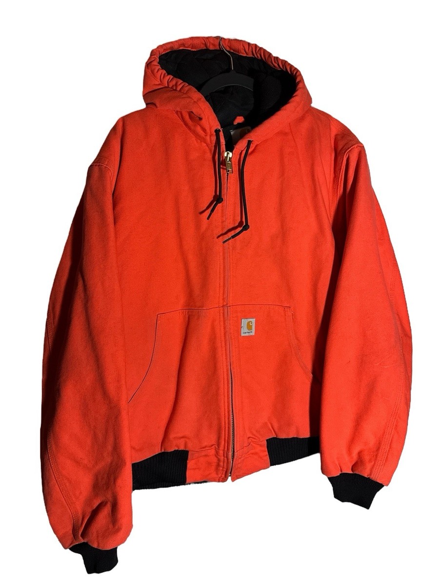 Vintage Orange Carhartt Quilted Hooded Jacket Men's Size Large USA