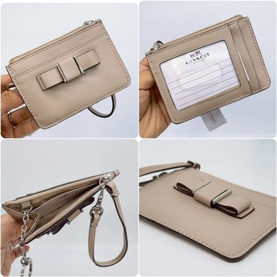 Coach F51670 Darcy Bow Leather ID Skinny Card Case Keychain