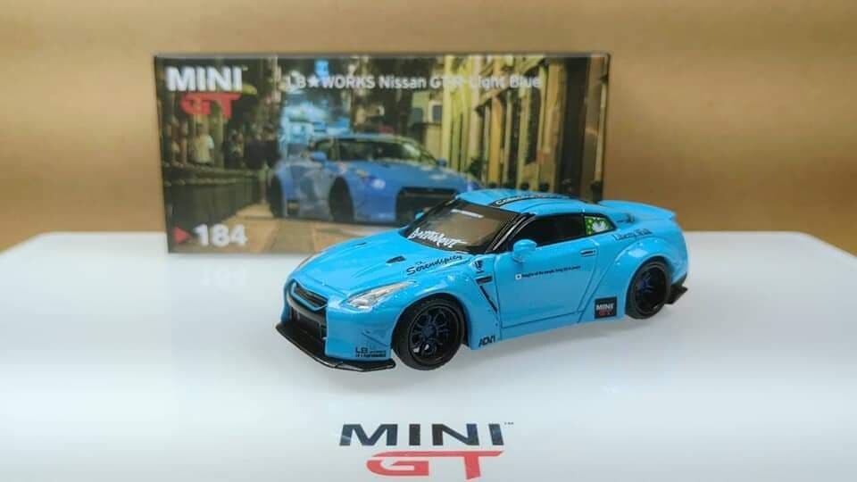 MINI GT LB*WORKS Nissan GT-R R35 Light Blue #184 Macau limited