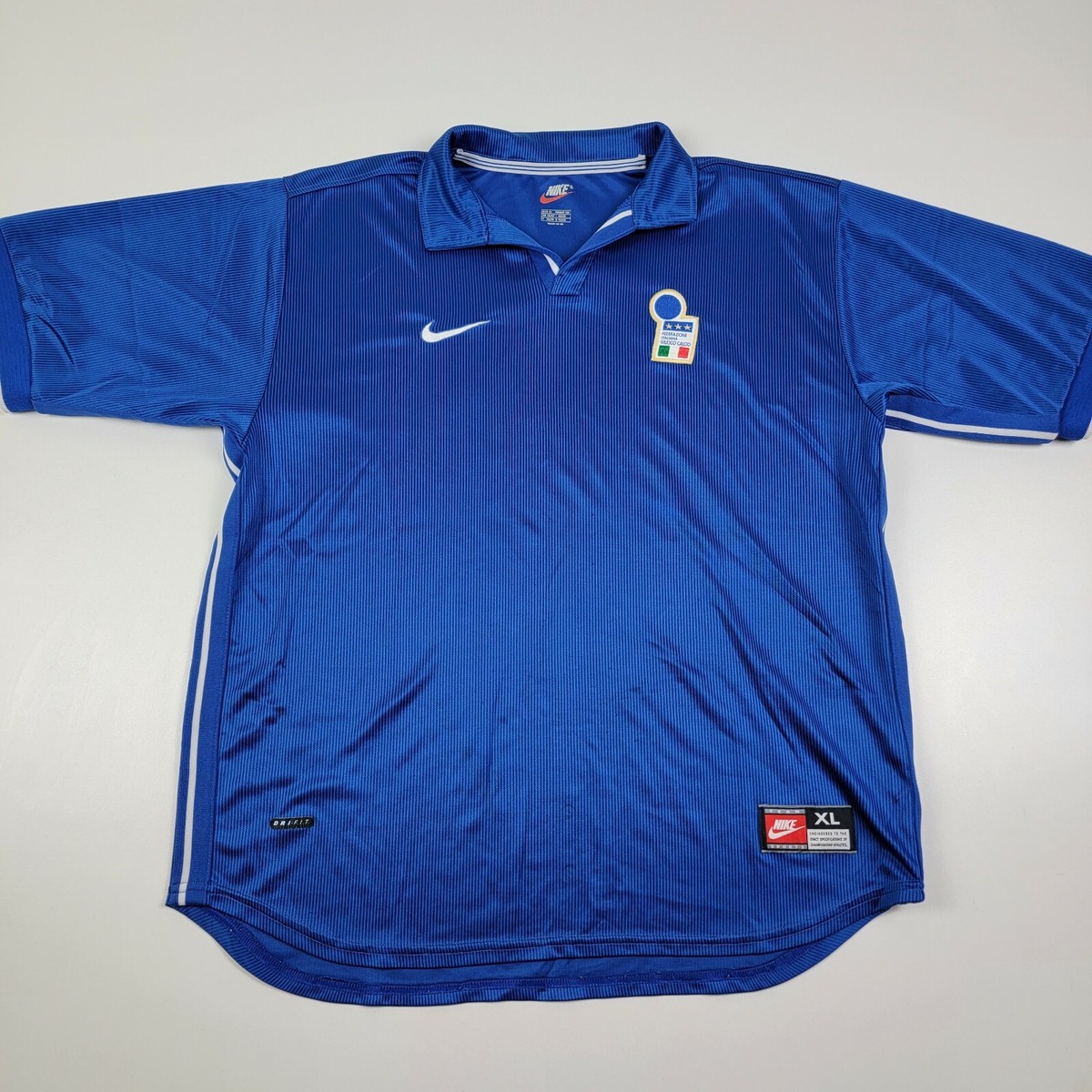 Vintage Team Italy Italia Soccer Nike 1997 1998 Home Jersey Blue