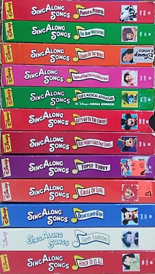 Walt Disney Sing Along Songs COMPLETE 12 VHS Tape Set Lot CLEAN