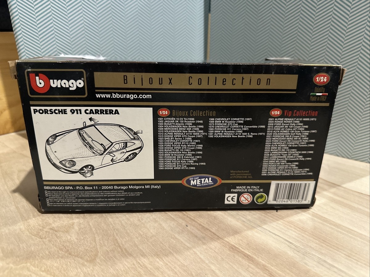 Burago Bijoux Series Silver 1:24 Porsche 911 Carrera 1997 Die Cast