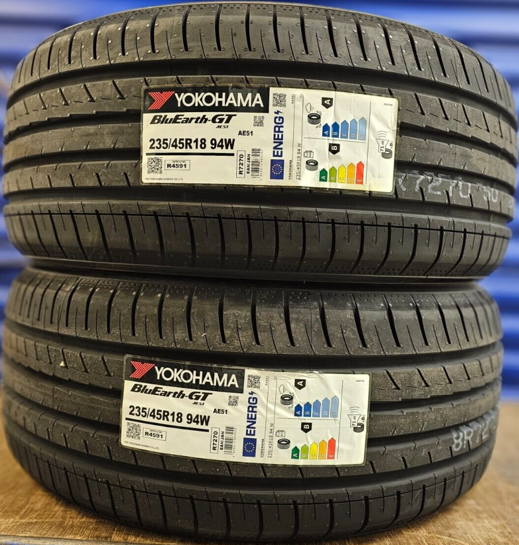 2X NEW YOKOHAMA AE51 GT 235/45 ZR18 94W UHP CAR TYRES 235 45 18