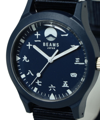 BEAMS JAPAN Original Japanese Kanji Numeral Watch Unisex Navy Blue