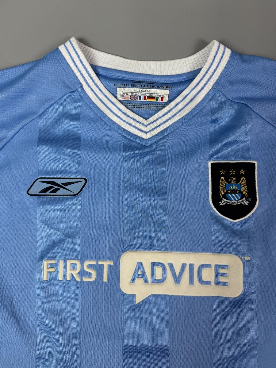 MANCHESTER CITY 2003 2004 DISTIN HOME SHIRT FOOTBALL SOCCER REEBOK