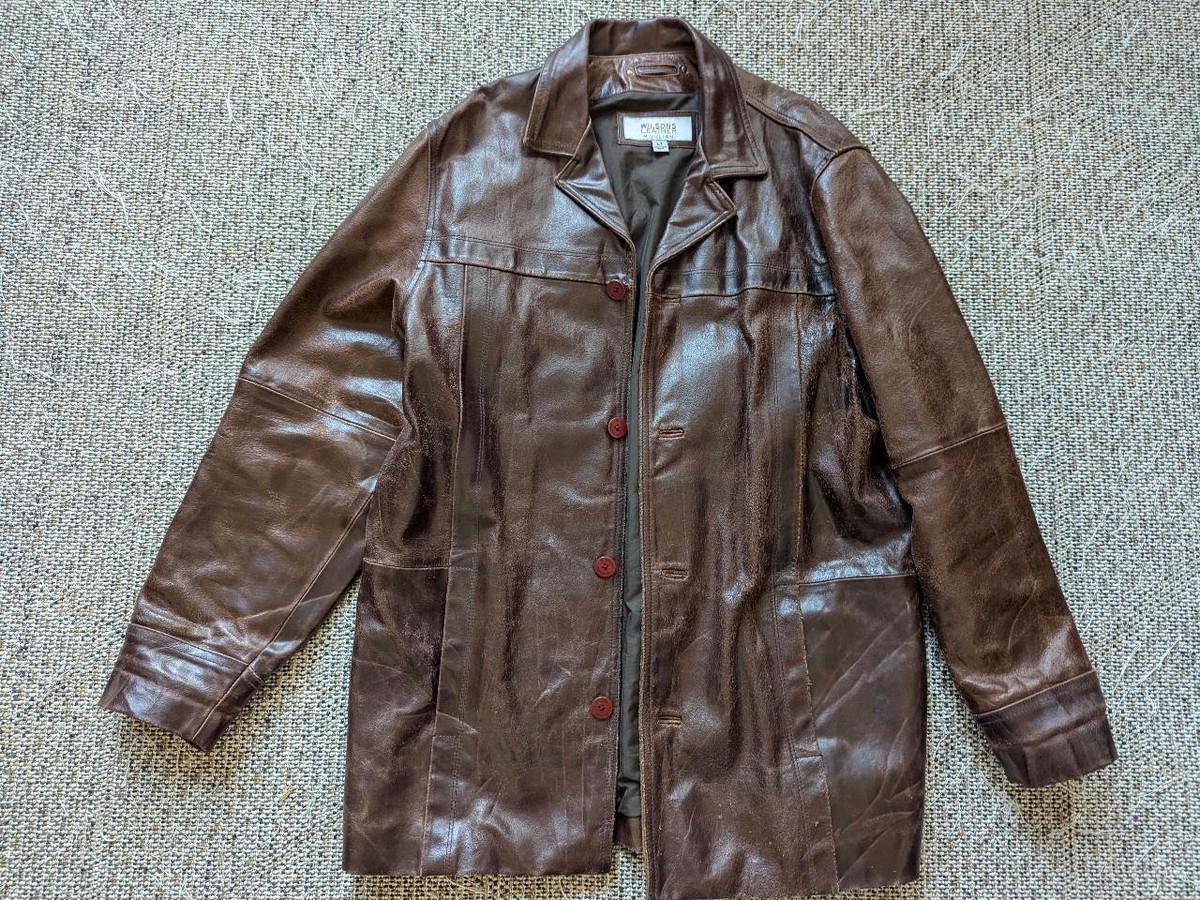 vintage 1990s leather jacket WILSONS car coat LTpatina MAD MAX