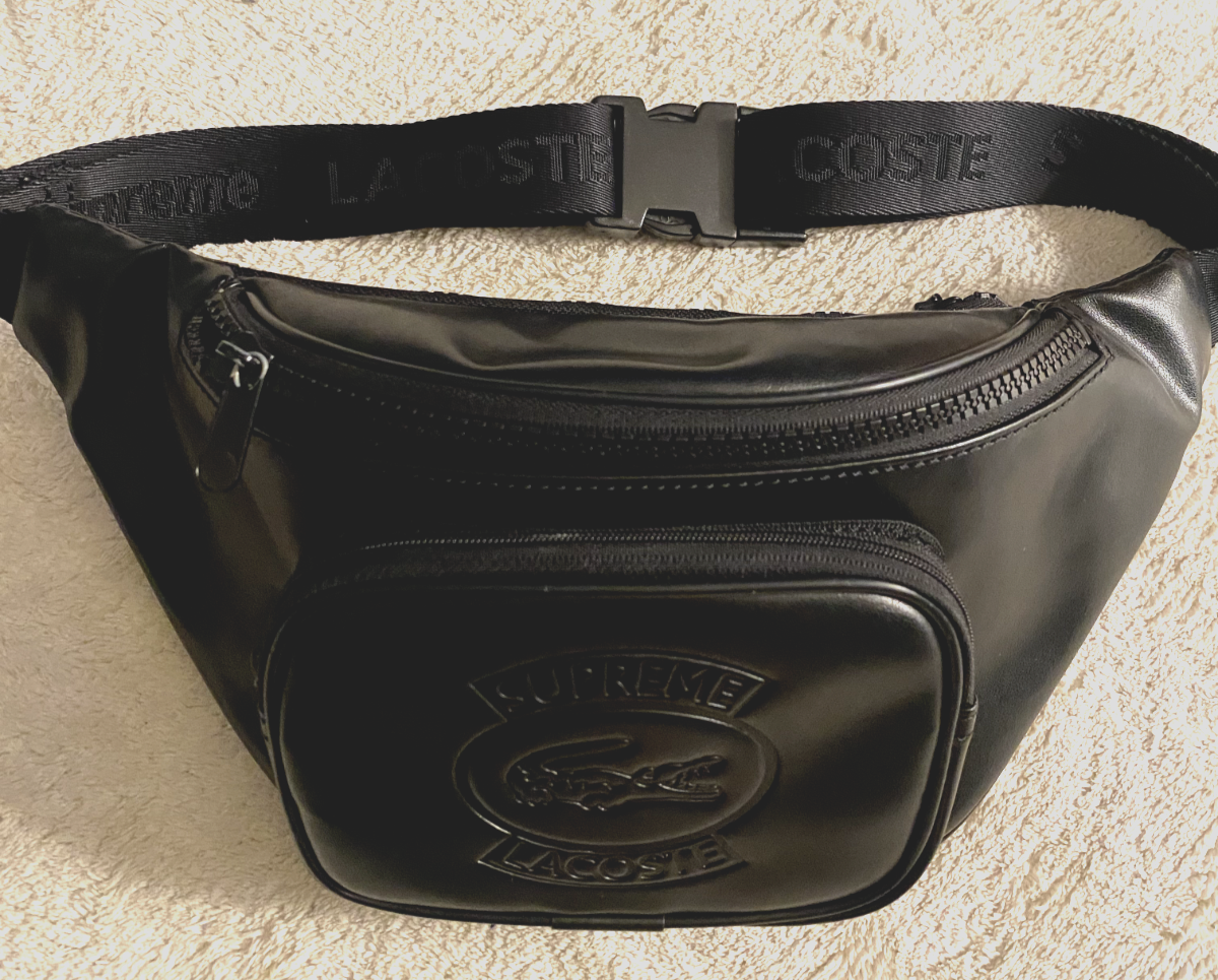 Authentic Supreme x Lacoste SS18 Leather Waist Bag Black