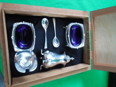 Mappin & Webb Sterling Silver Condiment Set in Cigar Box ~ | eBay