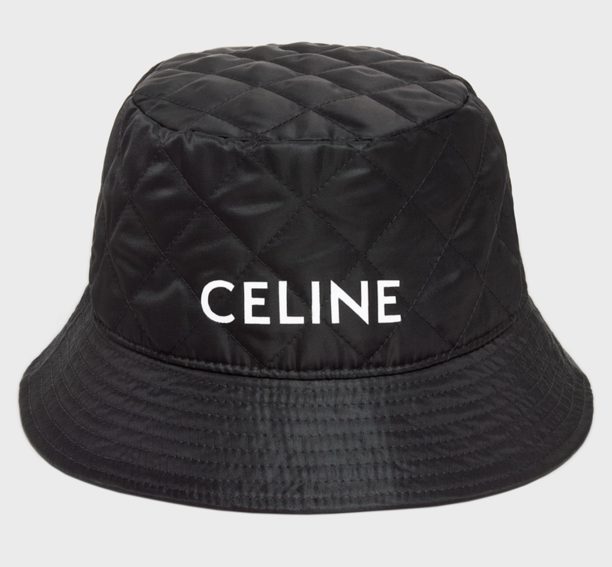 Celine Paris Black Quilted White Logo Nylon Twill Orange Sun