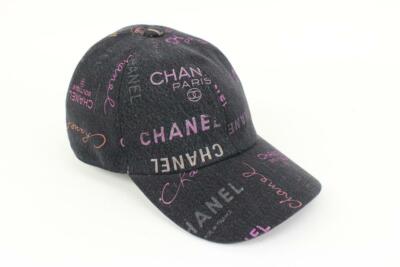 Chanel 22P Black Denim x Pink CC Logo All Over Baseball Cap