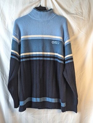 South Pole Men's Mock Turtleneck Pullover Striped Sweater Size XL