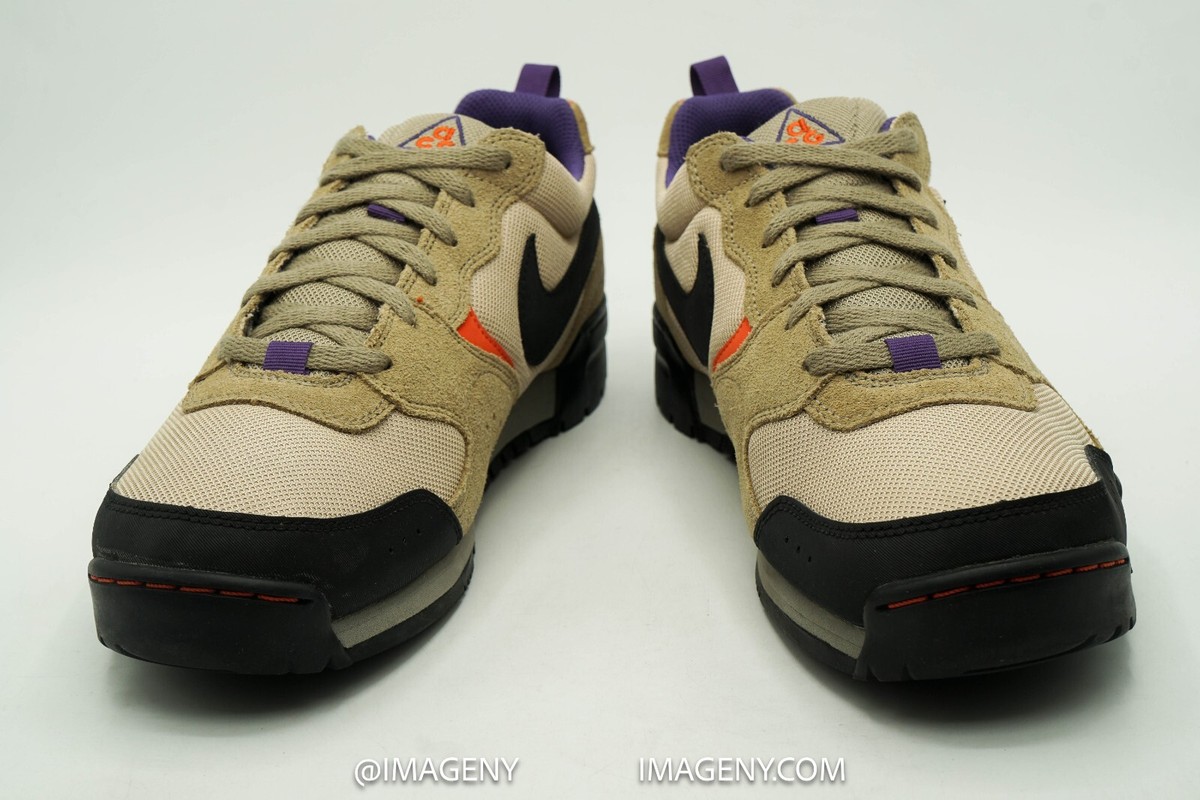 NIKE PYROCLAST ACG USED SIZE 10.5 KHAKI BLACK-GRAIN VARSITY PURPLE