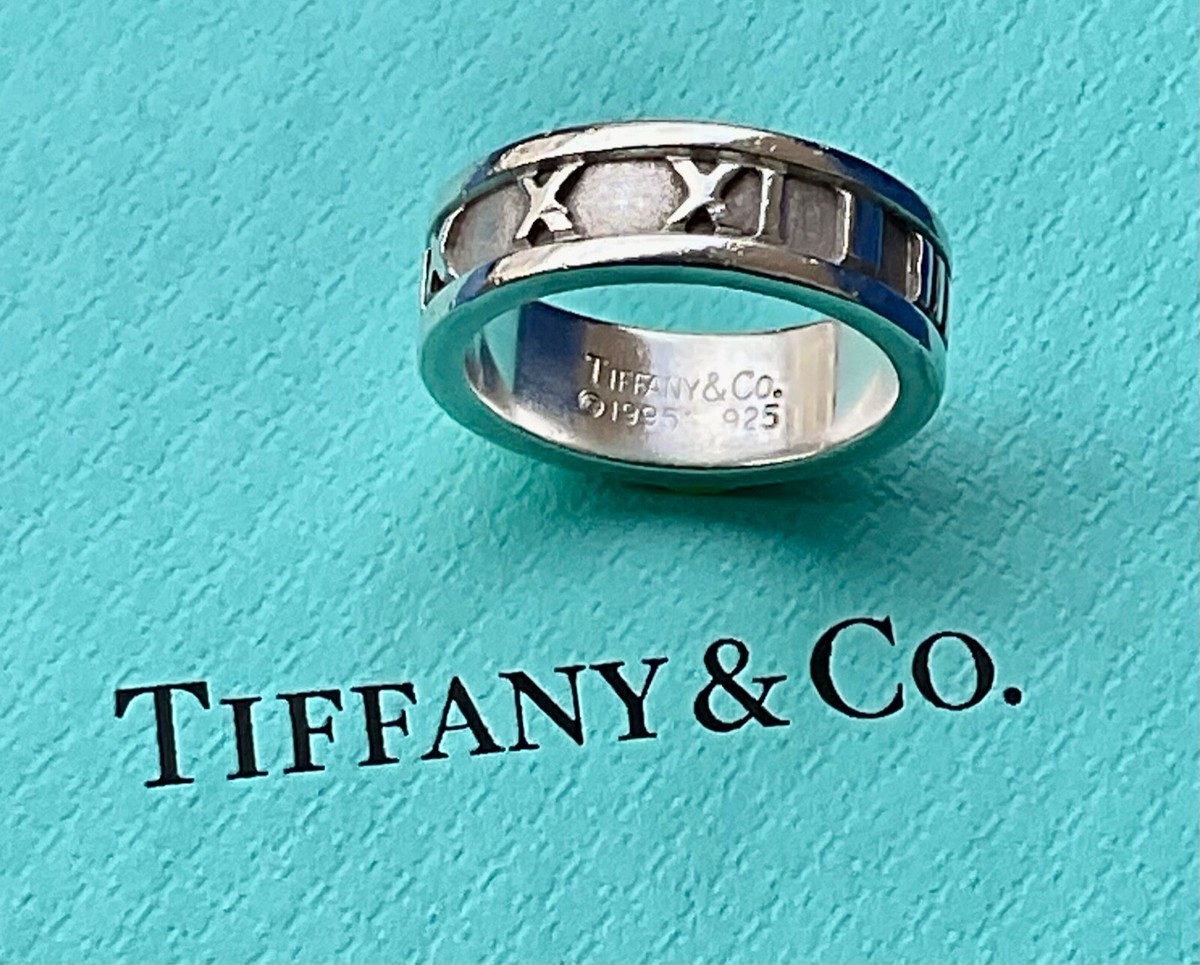 Tiffany & Co. 1995 925 Silver Atlas Narrow Roman Numerals Band