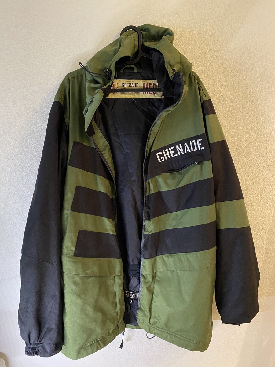 Grenade Fatigue Project Mens Medium Snowboard Jacket Green & Black