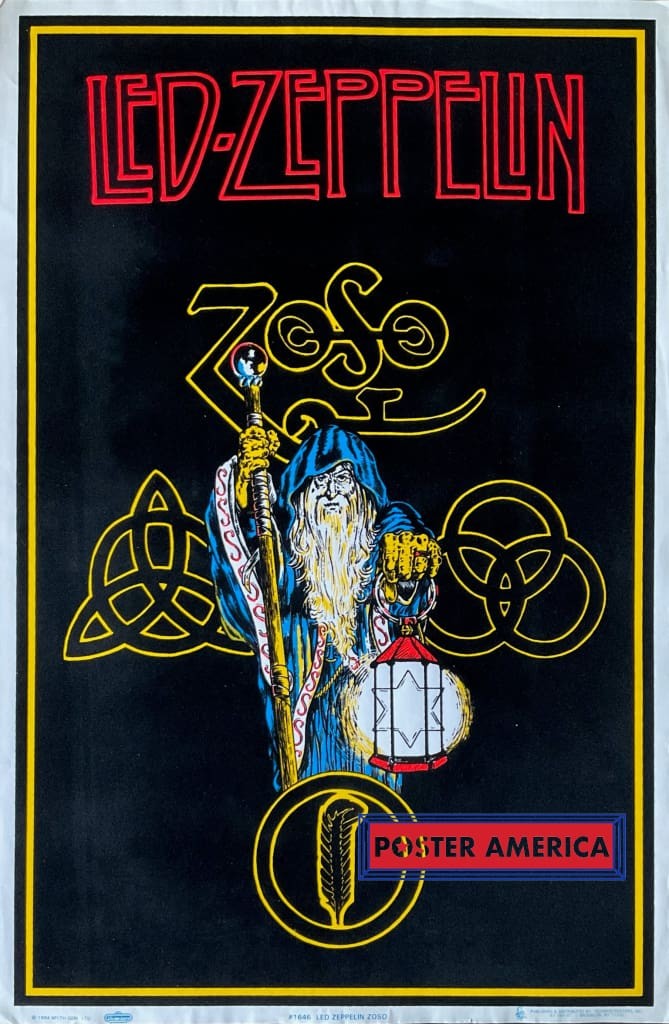 Led Zeppelin original 1994 Zoso Watchman Blacklight Poster 23 x 35