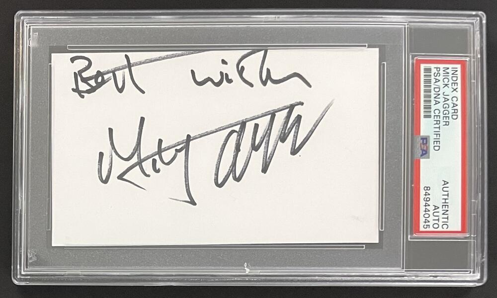 Mick Jagger The Rolling Stones Signed Autograph 3x5 Card PSA/DNA
