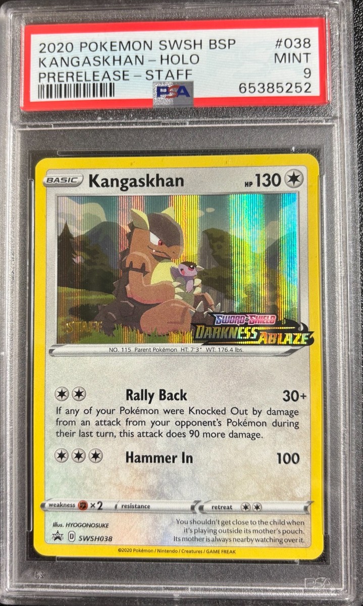 PSA 9 Kangaskhan Holo Prerelease Staff Promo SWSH038 Pokemon Card