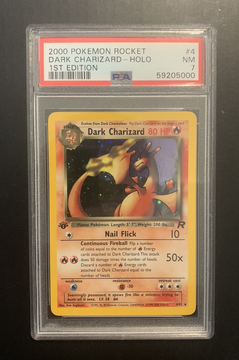 1st Edition Dark Charizard PSA 7 Rocket Holo SWIRL 4/82 2000