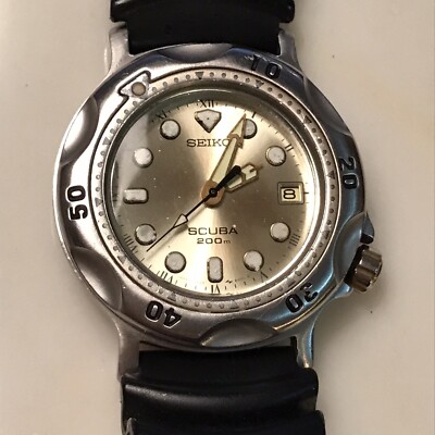 Seiko Watch Scuba 5H25-6000 Vtg Stainless Steel Diver 200m Date