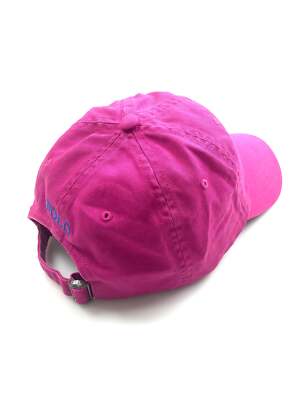NWT POLO RALPH LAUREN VIVID PINK HAT BLUE PONY COTTON CHINO BALL