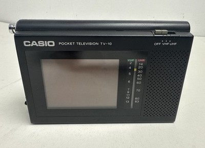 Vintage Casio Pocket Television TV-10 Flat Handheld W/ Case Japan