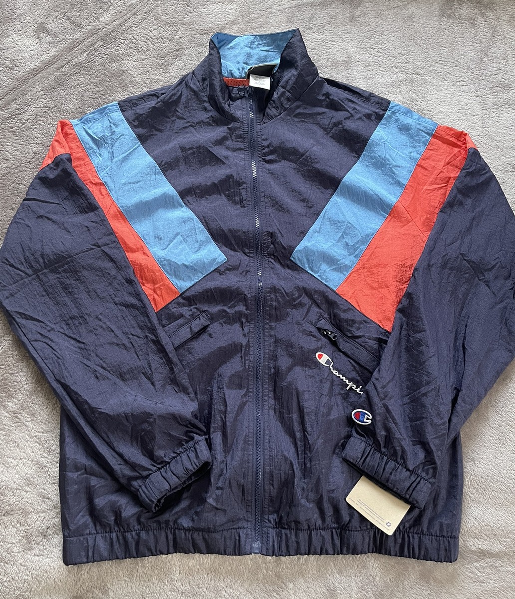 Vintage Champion Jacket Men Medium Windbreaker Colorblock Full Zip