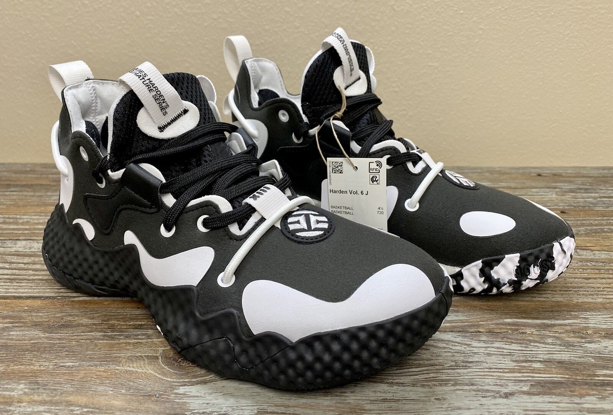 Adidas Harden Vol. 6 J Black White Basketball Shoes GV8775 Size 5Y