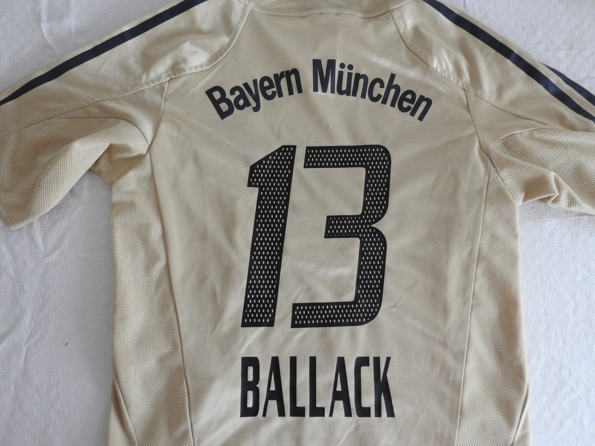 Bayern Munchen 2004 Jersey #13 Ballack Adidas Gold Shirt Size Boys