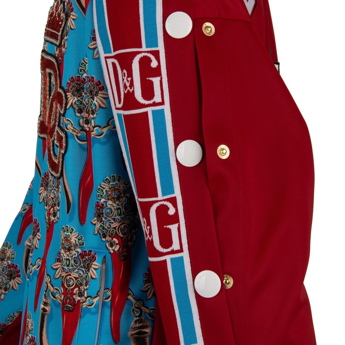 DOLCE & GABBANA Pepper DG Logo DNA Pearl Crystal Crown Jacket Blue