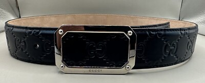 Gucci Signature GG Navy Blue Leather Belt 403941 CWCON 4009 Size