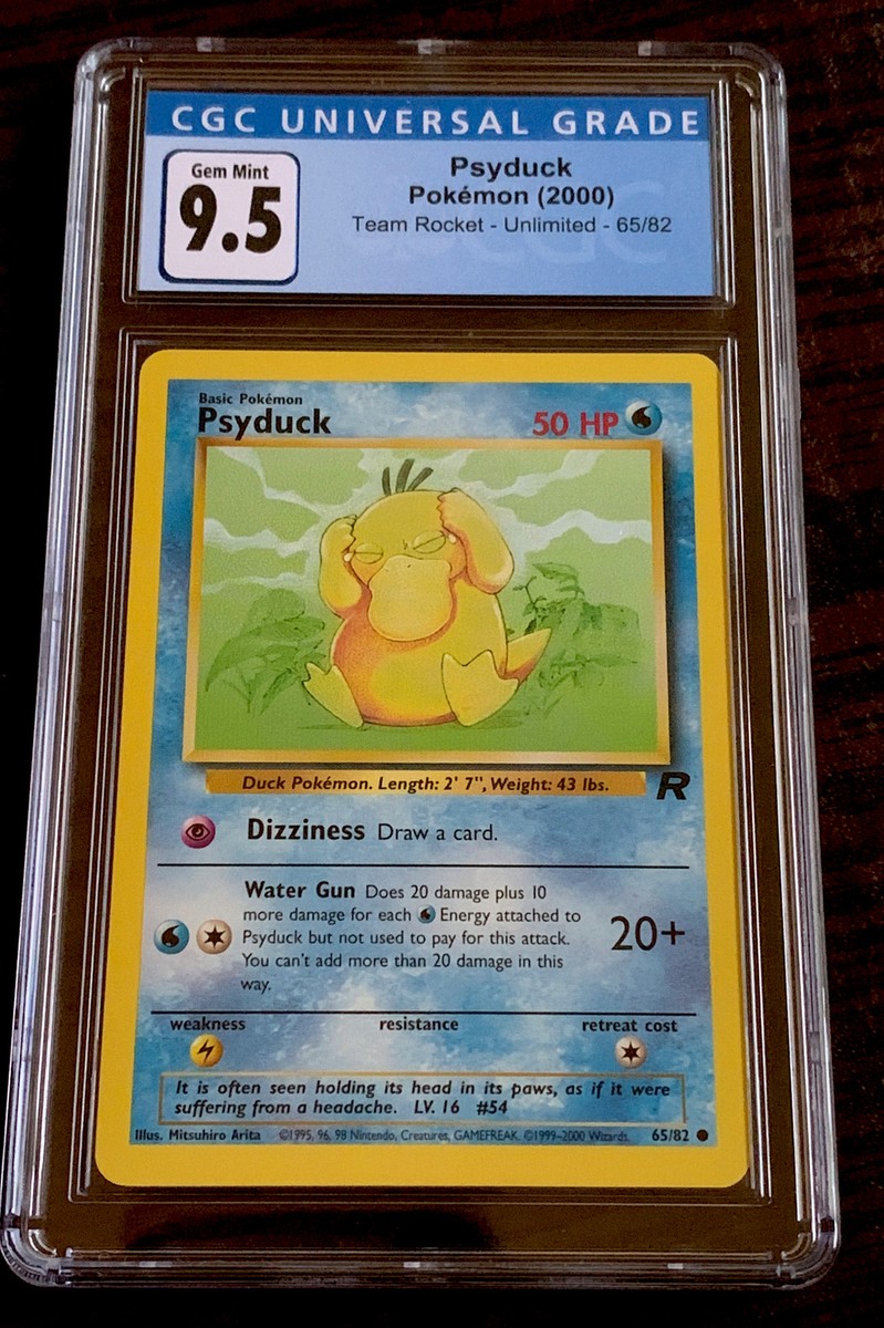 2000 POKEMON TEAM ROCKET PSYDUCK #65 CGC 9.5 GEM MINT. FRESHLY