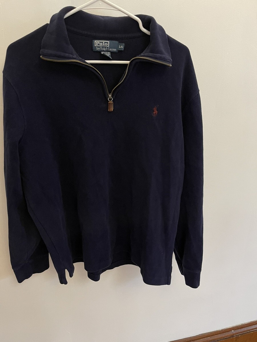 Polo Ralph Lauren 1/4-Zip Pullover blue sz LARGE | eBay