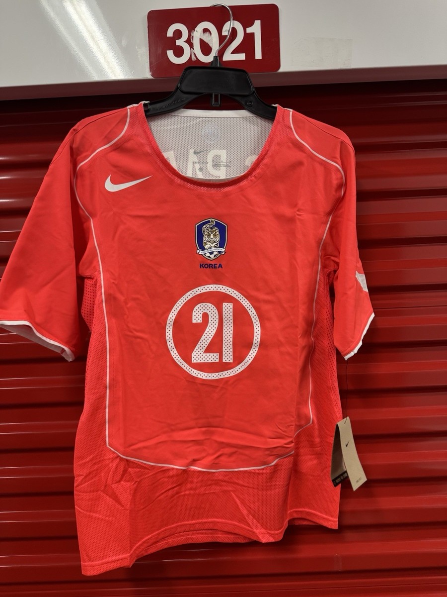 Korea Nike 2004 Reissue Park Jisung T90 Red Home Soccer Jersey