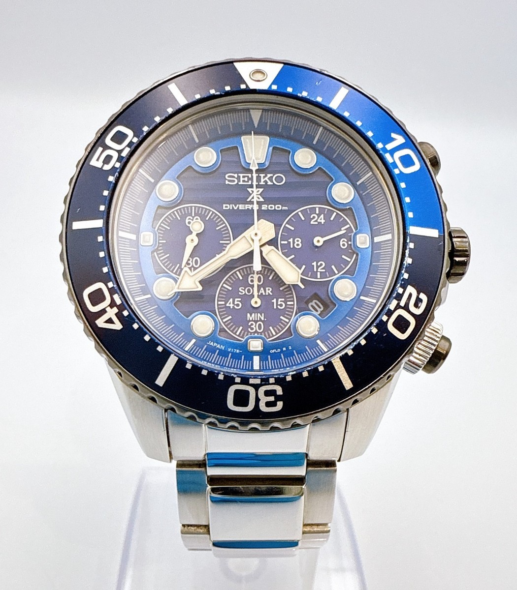 SEIKO Prospex V175-0AD0 Special Blue Chronograph Divers Solar Qz