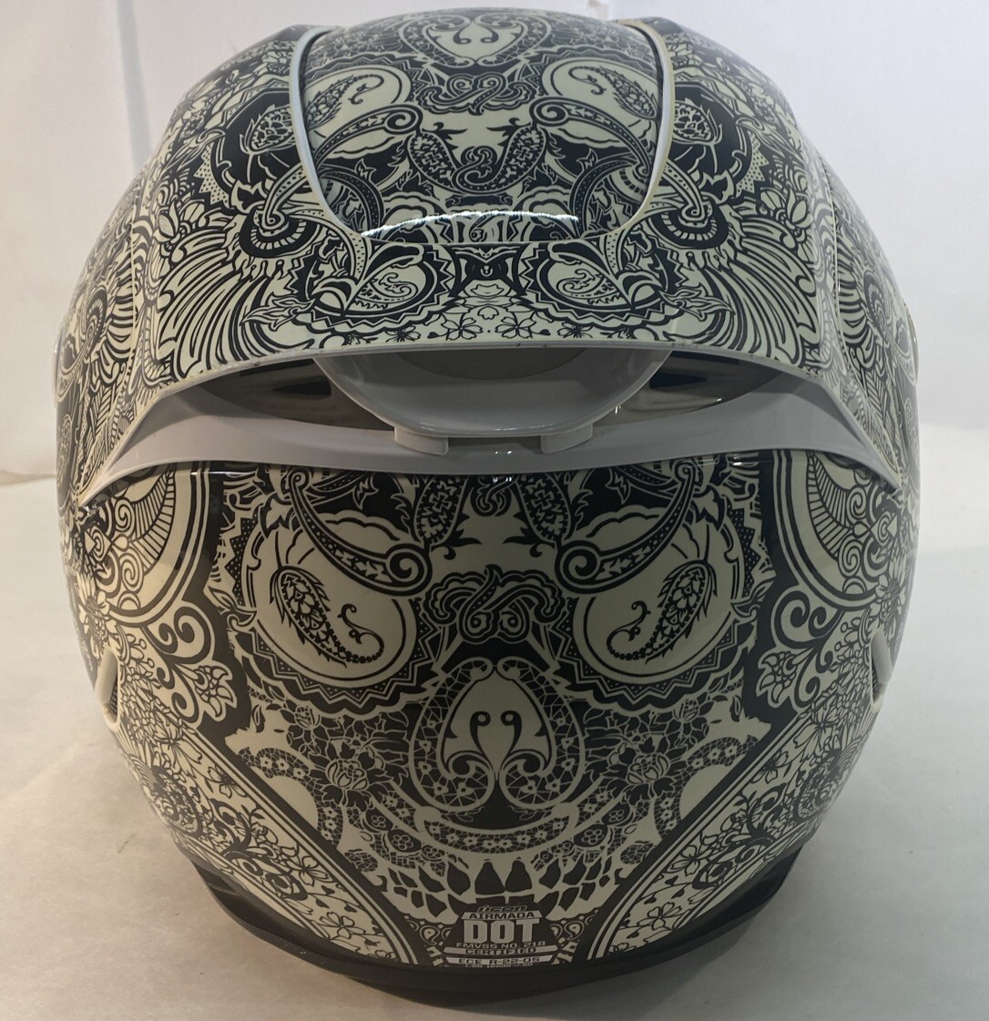 Icon Airmada Chantilly Helmet Skull Mint Large w/SENA 10C PRO