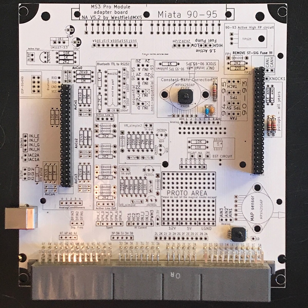 Megasquirt MS3 Pro Module -Carrier Board for 90-97 Miata MX5 (NA