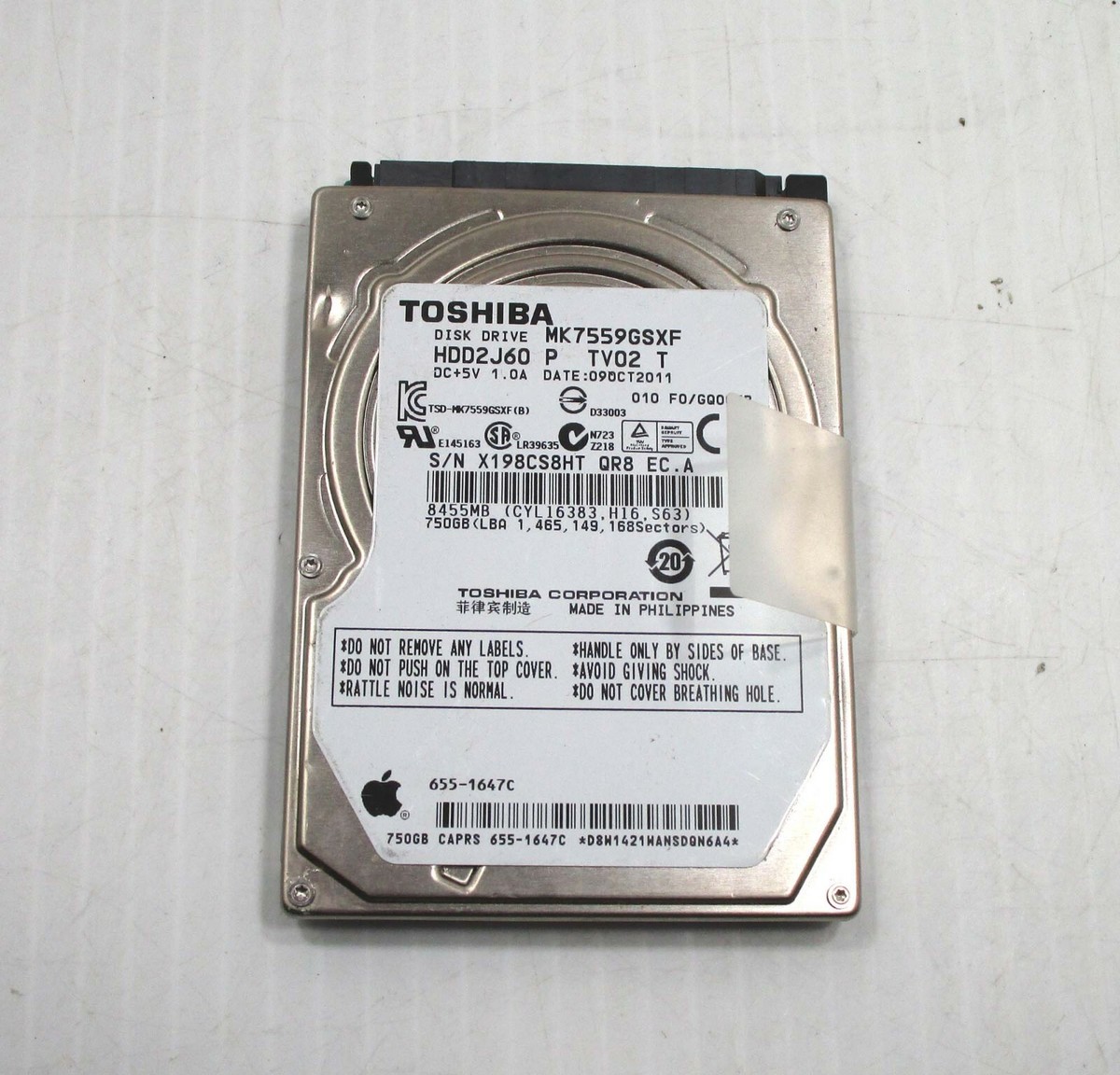 APPLE 655-1647C TOSHIBA MK7559GSXF SATA 2.5