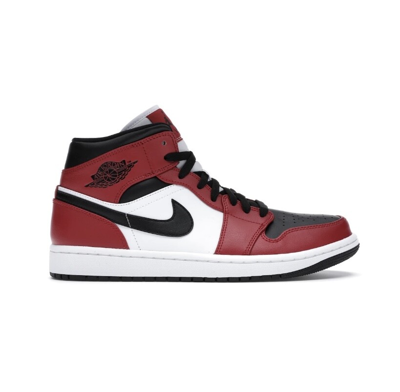 Nike Air Jordan Retro 1 Mid Chicago Toe Gym Red Black White 554724