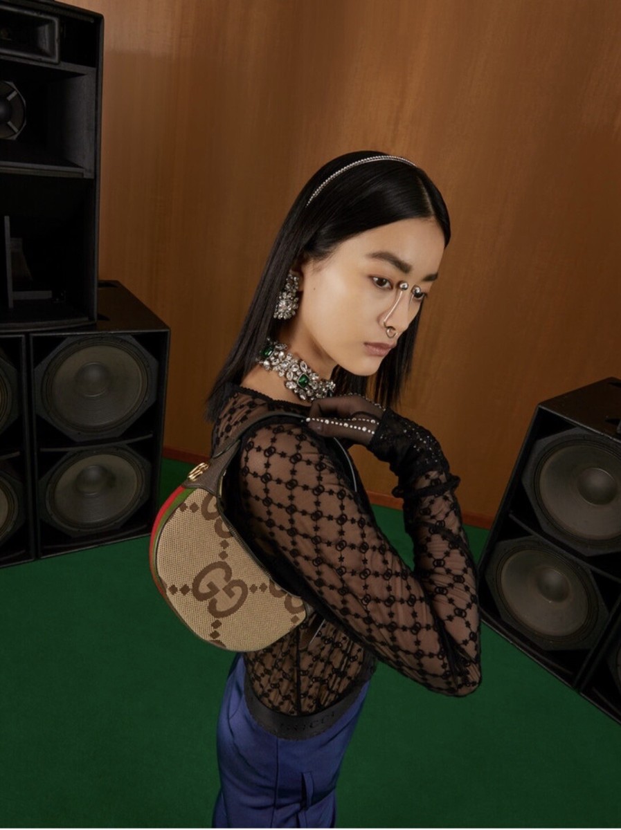 GUCCI Ophidia Jumbo GG Mini Bag In Brown Jumbo GG Canvas And GG