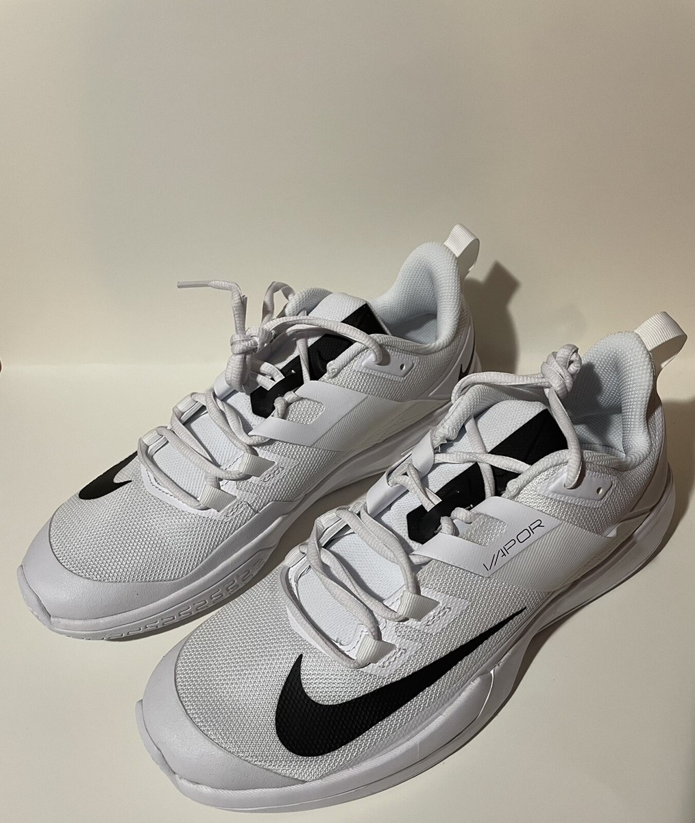 Nike Court Vapor Lite HC Size Men's 10.5 White/Black Tennis Shoes