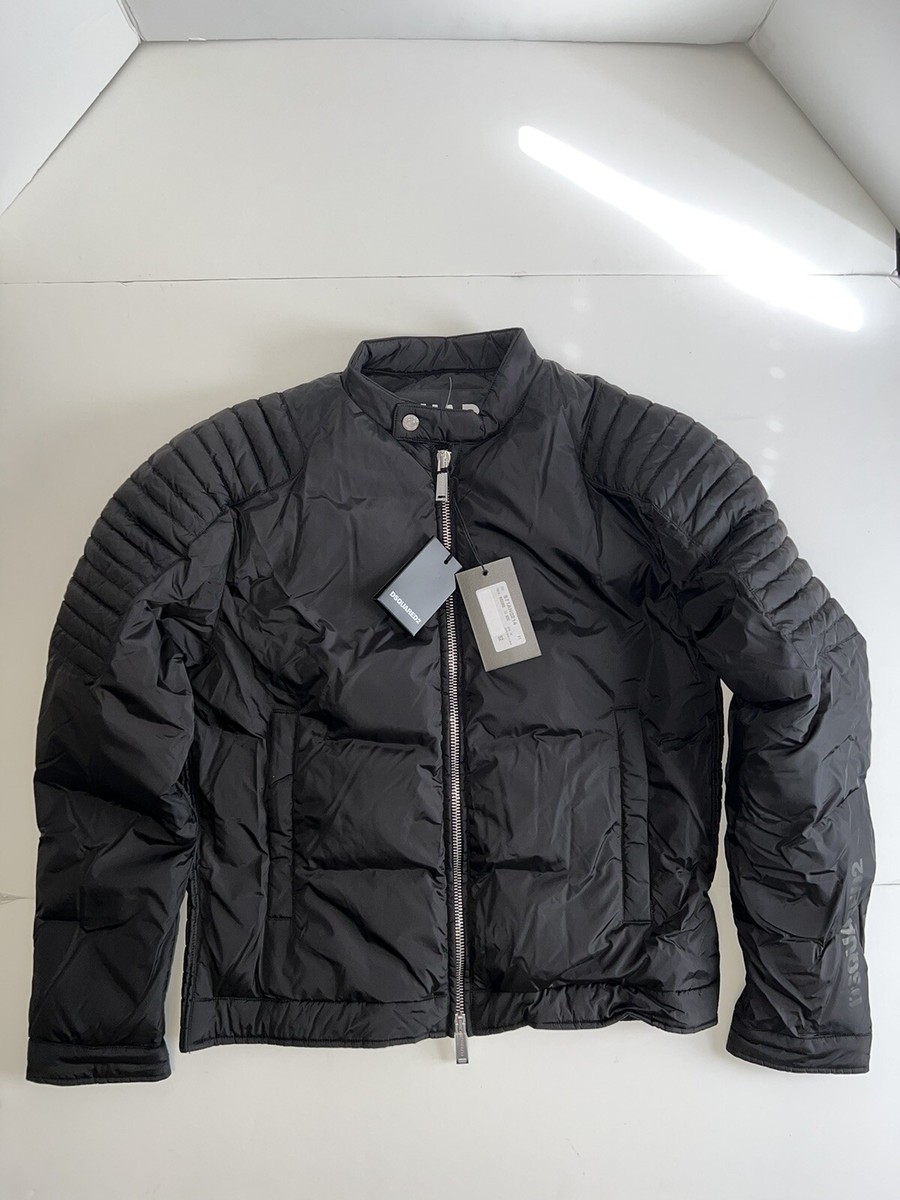 Authentic DSQUARED2 Down Biker Jacket Mens Puffer Black Sz 52/42